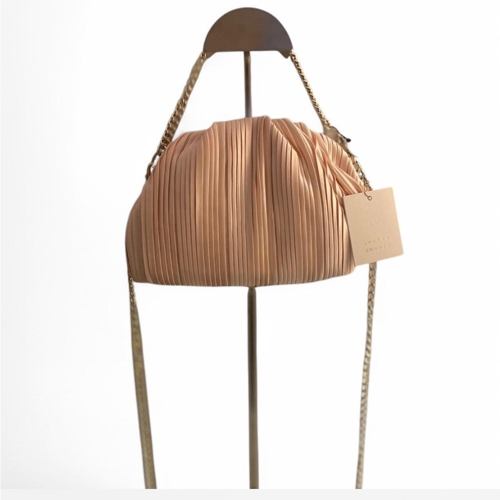 LC Lauren Conrad Molly Ruched Clutch - Blush Pleated NWT - Picture 3 of 5